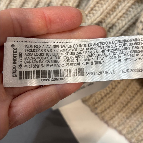 Zara Floral Knit Cardigan L Grey Pink Oversized Button Front - Picture 13 of 14